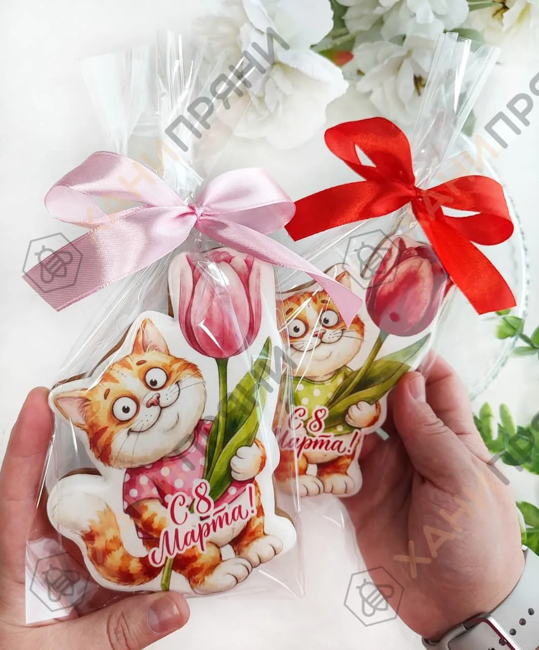 Котик с тюльпаном — миниатюра 2